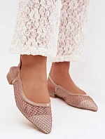 Síťované baleríny s odhaleným patou Béžové Pyvona