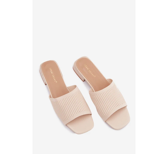 Materiálové dámské pantofle na nízkém podpatku Světle béžové model 22122680 - Boto