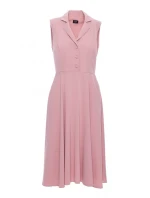 S409 Košilové šaty ve fitted střihu - pudrové