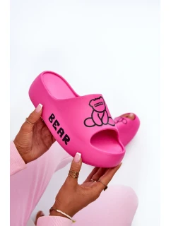 Dámské pěnové pantofle na masivní podrážce s medvídkem Fuchsia Lamira