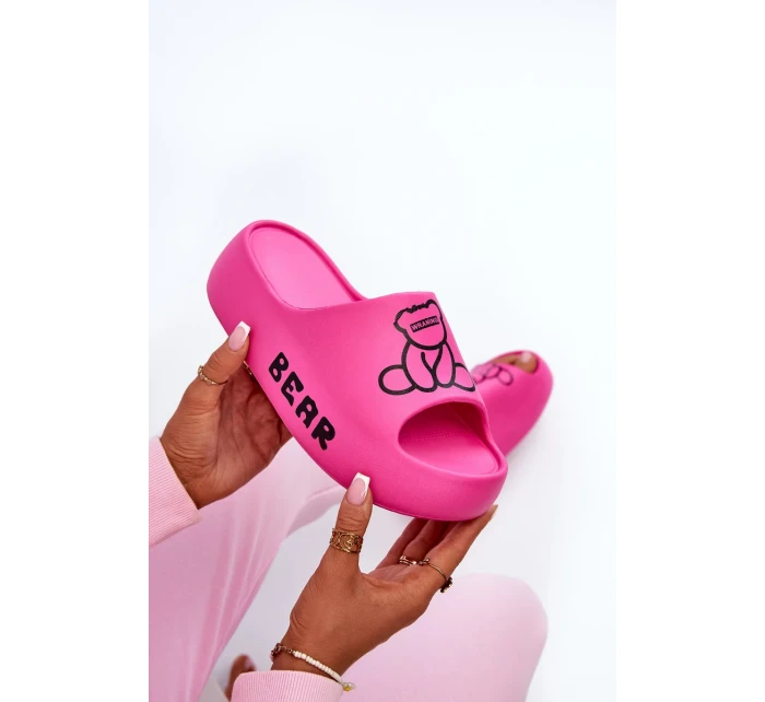 Dámské pěnové pantofle na masivní podrážce s medvídkem Fuchsia Lamira Dámské pěnové pantofle na masivní podrážce s medvídkem Fuchsia Lamira