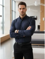 Pánská tmavě modrá vzorovaná košile slim fit FashionStreet DX2689 Pánská tmavě modrá vzorovaná košile slim fit FashionStreet DX2689