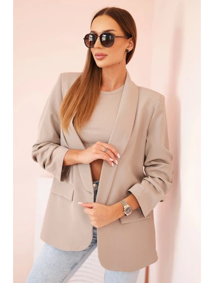 Sako s klopami elegantní tmavě béžové
