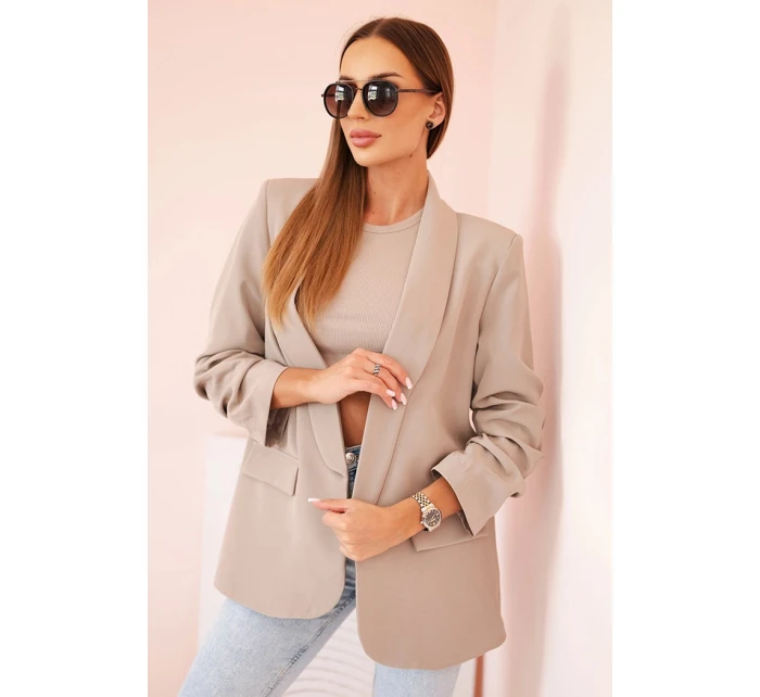 Sako s klopami elegantní tmavě béžové Sako s klopami elegantní tmavě béžové