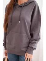 Dámská mikina s kapucí a z bavlny grafitová model 21494981 - K-Fashion