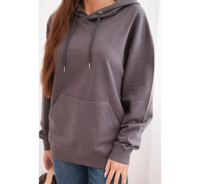 Dámská mikina s kapucí a z bavlny grafitová model 21494981 - K-Fashion