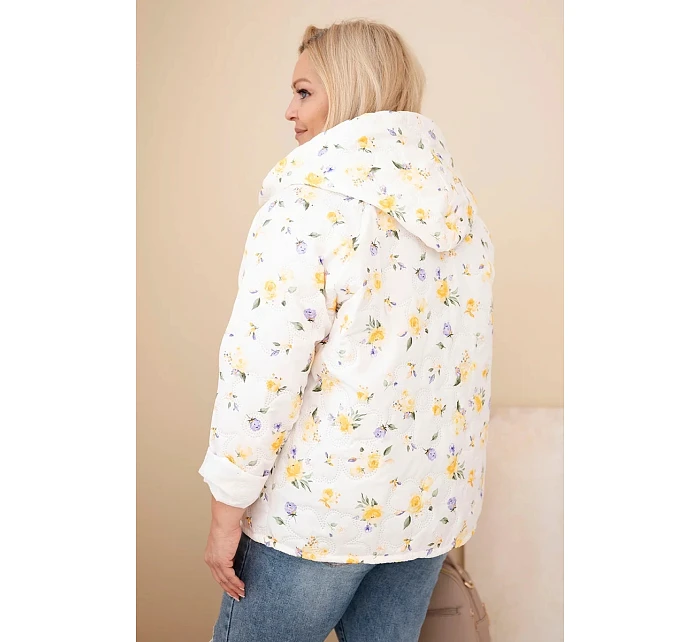 Dámská jarní bunda Plus Size s drobným květinovým vzorem žlutá