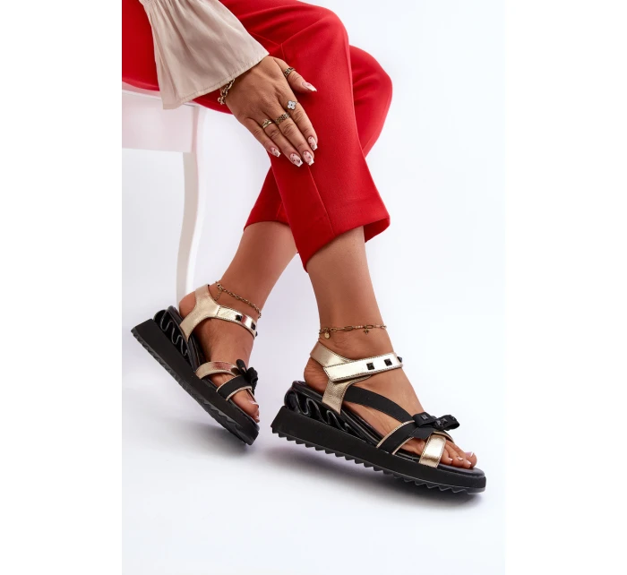 Dámské Sandály S Mašlí D&A model 21660371 Zlaté - S.Barski