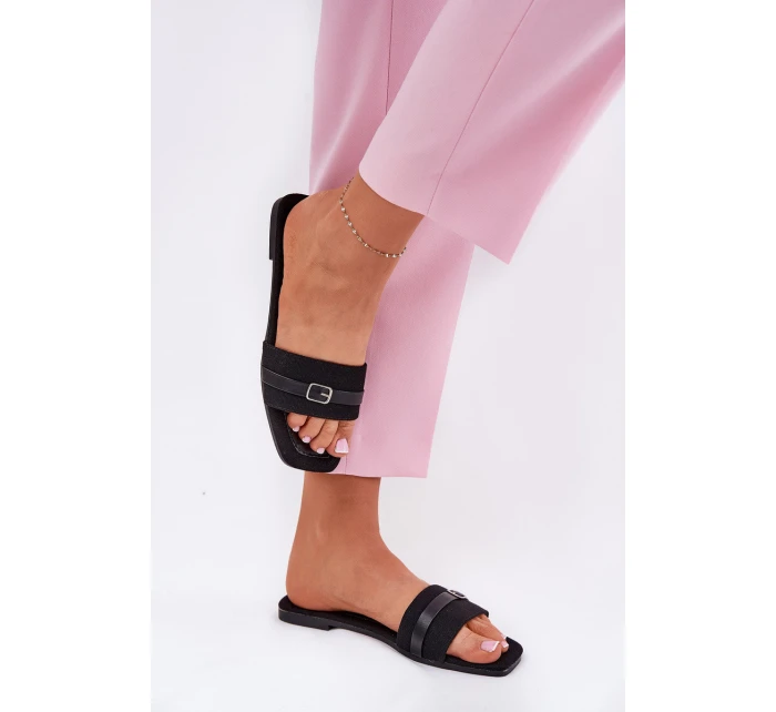 Ploché Dámské Pantofle S Páskem A Přezkou Černé Zilina Ploché Dámské Pantofle S Páskem A Přezkou Černé Zilina