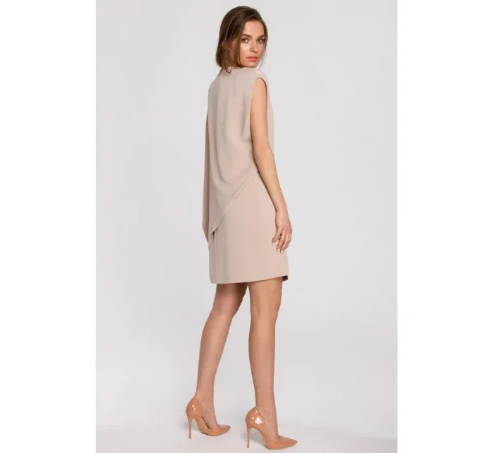 S262 Vrstvené šaty - béžové