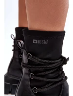 Kozačky na masivní platformě se zavazováním, Black Big Star