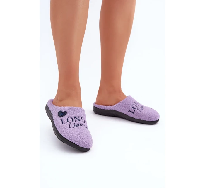 Domácí obuv Dámské pantofle s nápisem a beránkovým kožíškem Inblu ET000027 Fialové Domácí obuv Dámské pantofle s nápisem a beránkovým kožíškem Inblu ET000027 Fialové