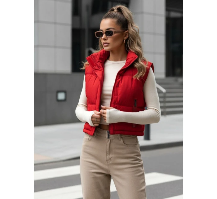 FashionStreet dámská prošívaná červená vesta TY5198