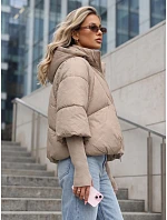 Dámská zimní prošívaná bunda s kapucí, světle béžová, FashionStreet TY5827 Dámská zimní prošívaná bunda s kapucí, světle béžová, FashionStreet TY5827