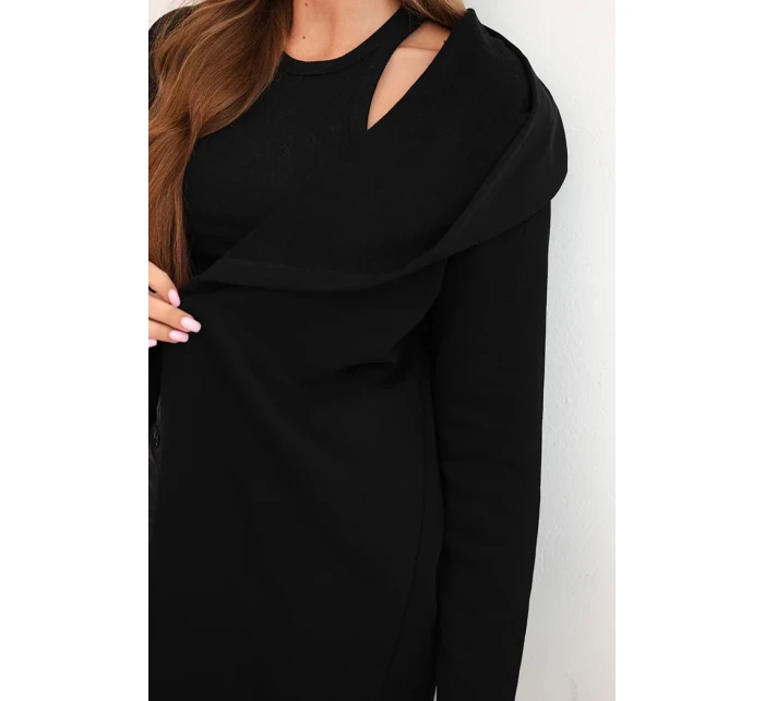 Dámská bunda z bavlny s kapucí a prodlouženým předním dílem černá Dámská bunda z bavlny s kapucí a prodlouženým předním dílem černá