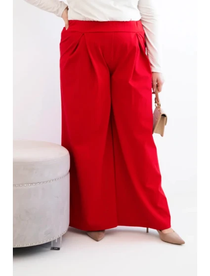 Dámské kalhoty Plus Size s širokými nohavicemi a model 21911612 červené - K-Fashion