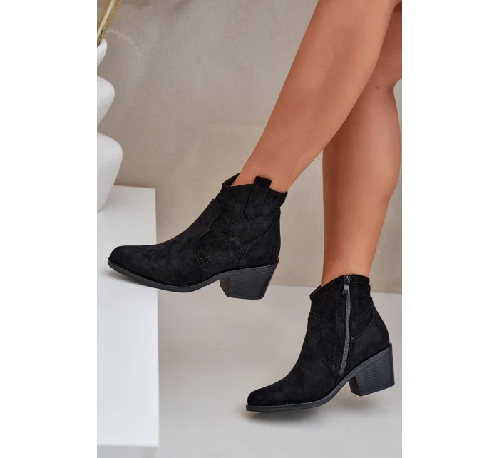 Botky Na Zip Eko Semišové  Černé model 21685110 - S.Barski
