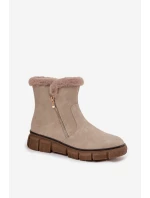 Dámské sněhule na platformě s kožešinou Béžové model 21714514 - EVENTO