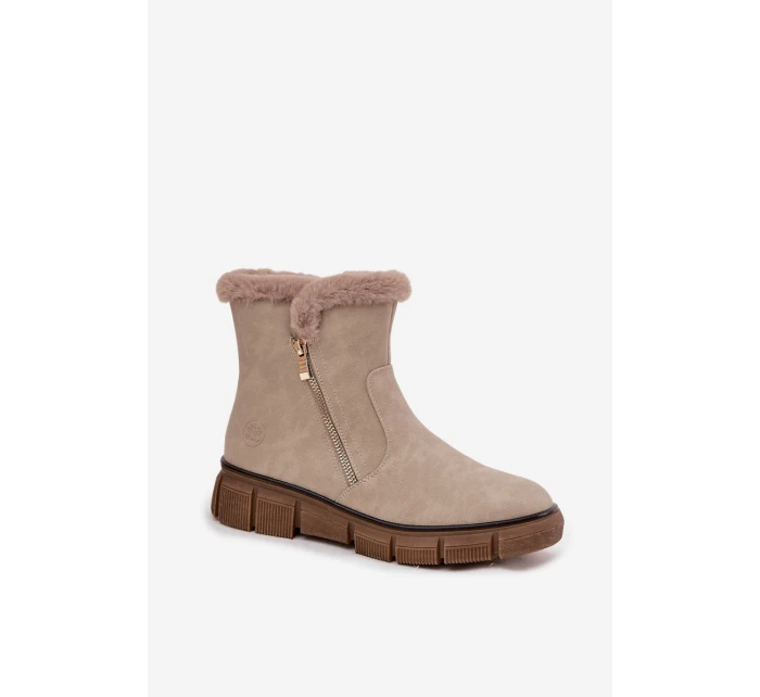 Dámské sněhule na platformě s kožešinou Béžové model 21714514 - EVENTO