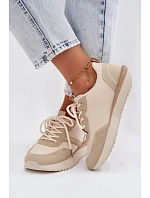 Dámské tenisky na platformě Big Star TT274278 Béžové Dámské tenisky na platformě Big Star TT274278 Béžové