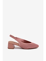 Materiálové dámské sandály na podpatku Růžové model 22102900 - Boto Materiálové dámské sandály na podpatku Růžové model 22102900 - Boto