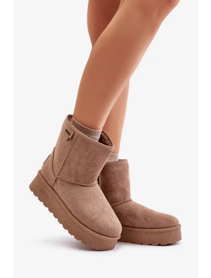 Vysoké Dámské Sněhule Na Platformě Big Star OO274A097 Béžové