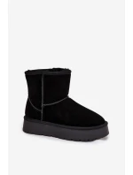 Dámské sněhule Privine z přírodního semiše na platformě – černé