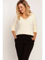 Dámský svetr SWE model 21092442 bílý MKM - MKM design Dámský svetr SWE model 21092442 bílý MKM - MKM design