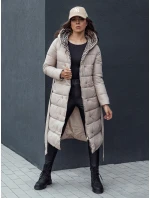 Dámský prošívaný zimní kabát s kapucí GRACE béžový FashionStreet TY4518