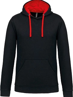 K 446 Kontrastní mikina s kapucí model 22509334 black/red - Kariban