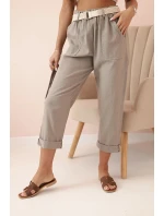 Dámské model 21219997 kalhoty s bavlnou a páskem fango - K-Fashion