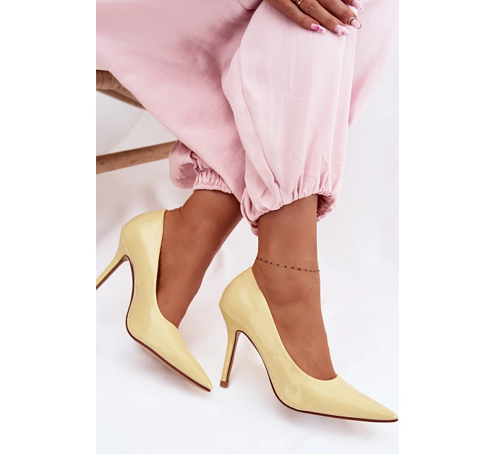 Klasické lakované lodičky z umělé kůže Žluté Odira