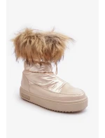 Dámské sněhule s kožešinou Béžová Big Star