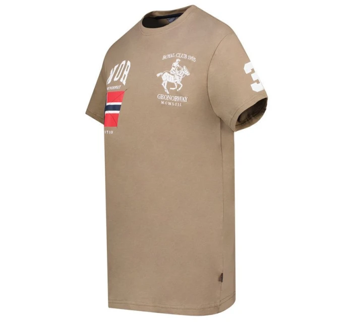 Pánské tričko Jequestre 254 M SY1305H/GN Tmavě béžová s potiskem - Geographical Norway