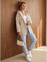 Kurtka damska oversize z kapturem beżowa model 22371855 - FashionStreet Kurtka damska oversize z kapturem beżowa model 22371855 - FashionStreet