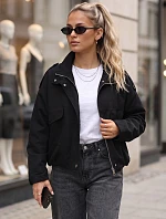 Dámská oversize přechodová bunda se stojáčkem, černá, FashionStreet TY6090