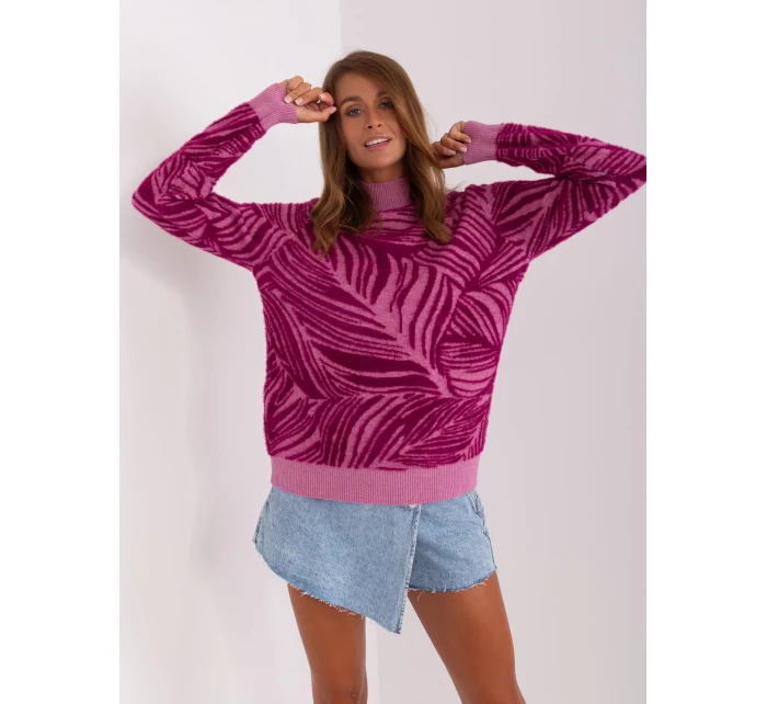 Sweter AT SW model 18895601 fioletowy - FPrice Sweter AT SW model 18895601 fioletowy - FPrice