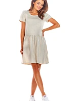 Dámské šaty M205 béžové pruhy - Infinite You