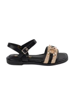 Klasické  sandály černé dámské na plochém podpatku