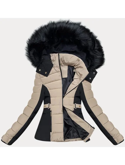 Béžová krátká dámská zimní bunda model 21248307 - S'WEST