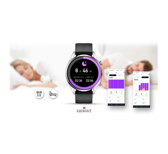 GIEWONT Vertex SmartCall GW450-4 Silver/Carbon Silicone Smartwatch