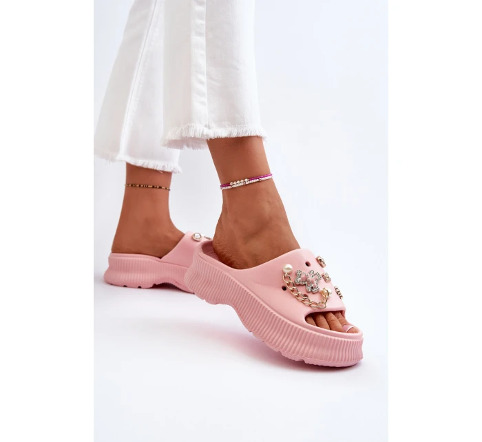 Dámské Pěnové Žabky S Ozdobami Růžové model 21653110 - Boto Dámské Pěnové Žabky S Ozdobami Růžové model 21653110 - Boto
