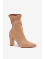 Dámské semišové kotníkové boty s prošitím béžové Rosivelle Dámské semišové kotníkové boty s prošitím béžové Rosivelle