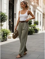 Dámské kalhoty z lyocellu se širokými nohavicemi, zelené, FashionStreet UY3066