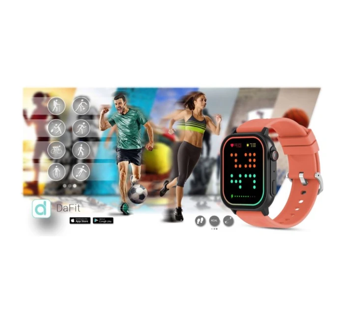 Chytré hodinky Gravity GT15-3 Červený silikonový řemínek + černý náramek