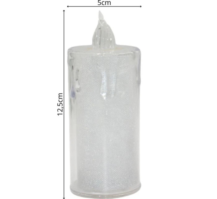 DEKORATIVNÍ SVÍČKA 12,5 CM TRANSPARENTNÍ TEPLÁ BÍLÁ 1 LED