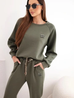 Dámská souprava z viskózy s mikinou a kalhotami khaki model 21954858 - K-Fashion