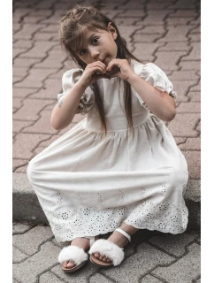 Dětské sandálky na suchý zip s kožíškem Bílé Rosavere