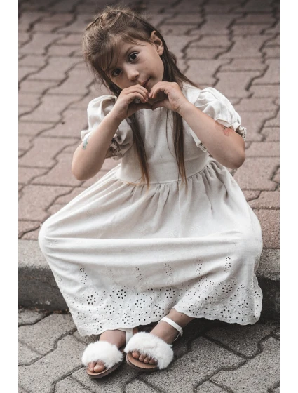 Dětské sandálky na suchý zip s kožíškem Bílé Rosavere