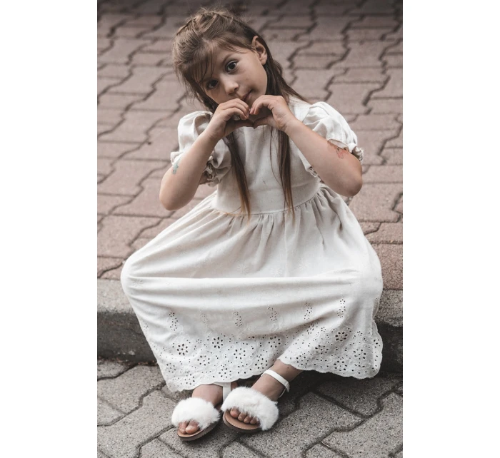 Dětské sandálky na suchý zip s kožíškem Bílé Rosavere